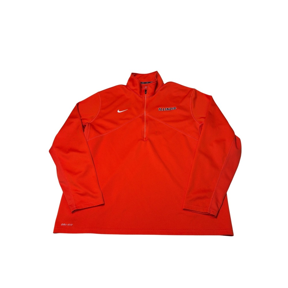 Nike Illinois Fighting Illini Dri-FIT 1/4 Zip Pullover Mens XXL Orange M53181